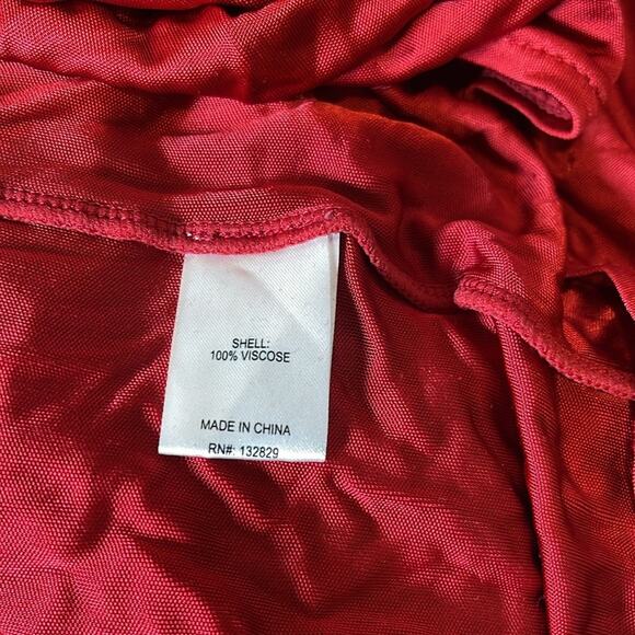 Helsa Slinky Jersey Sarong Long Sleeve Draped Maxi Dress in Samba Red Size XS - Picture 12 of 13